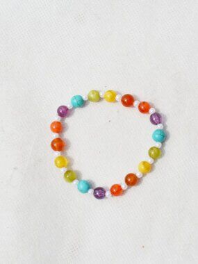 Upcycled Rainbow Pride Beaded Bracelet